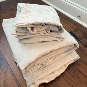 West Elm Belgian flax linen king sheet set